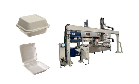 Dây chuyền sản xuất hộp vỏ sò không gây ô nhiễm bằng giấy với cánh tay robot đi bộ đơn