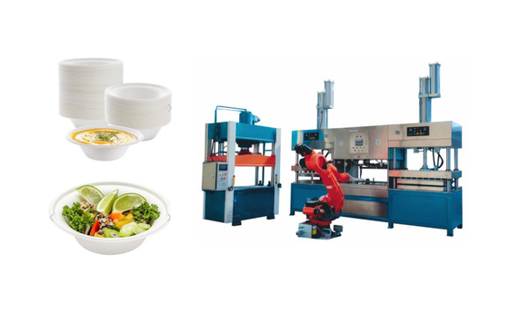 Máy ép bột giấy tự động để sản xuất bộ đồ ăn có thể phân hủy sinh học